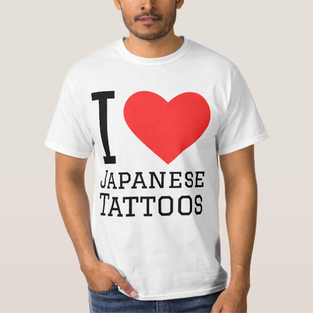 Camiseta Eu amo tatuagens japonesas  (Frente)