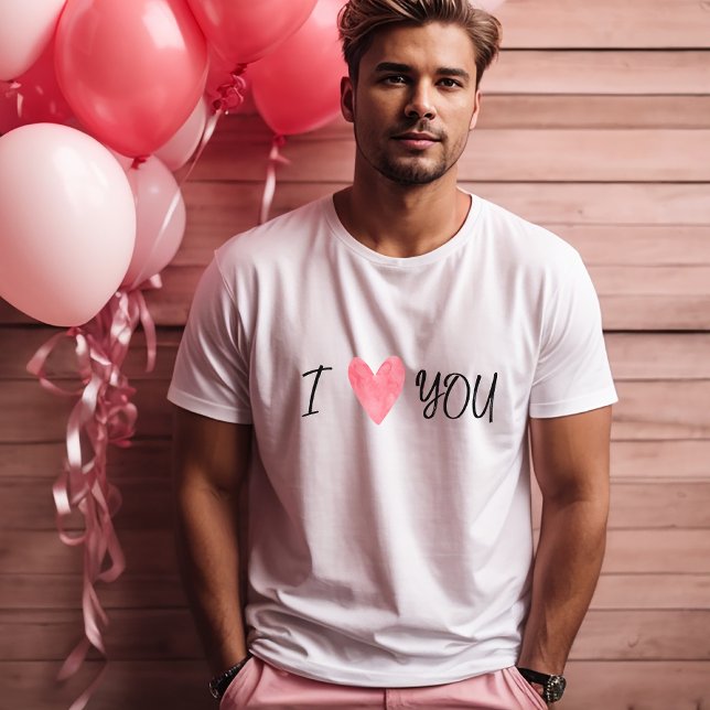 Camiseta "Eu Amo-Te" Bold Watercolor ("I Love You" Bold Watercolor Heart men T-Shirt)
