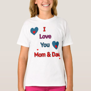 Camiseta Eu Amo-Te Mãe E Pai Design de Coração da Família B