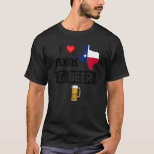 Camiseta Eu Amo Texas E Bebendo De Vidro De Cerveja Fazendo