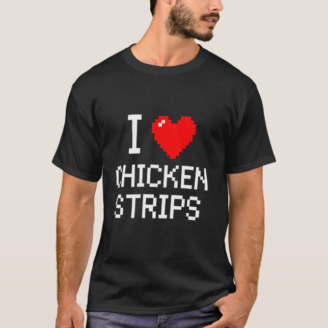 Camiseta Eu Amo Tiras de Frango Amante de Comida Rápida de  (Frente)