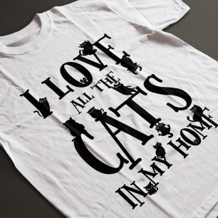 Camiseta Eu Amo Todos Os Gatos Gráfico