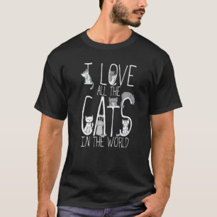 Camiseta Eu Amo Todos Os Gatos Na Roupa Mundial Para A Vida