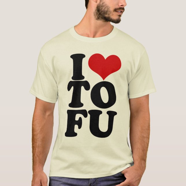 Camiseta Eu Amo Tofu Engraçado Humor Vegan (Frente)