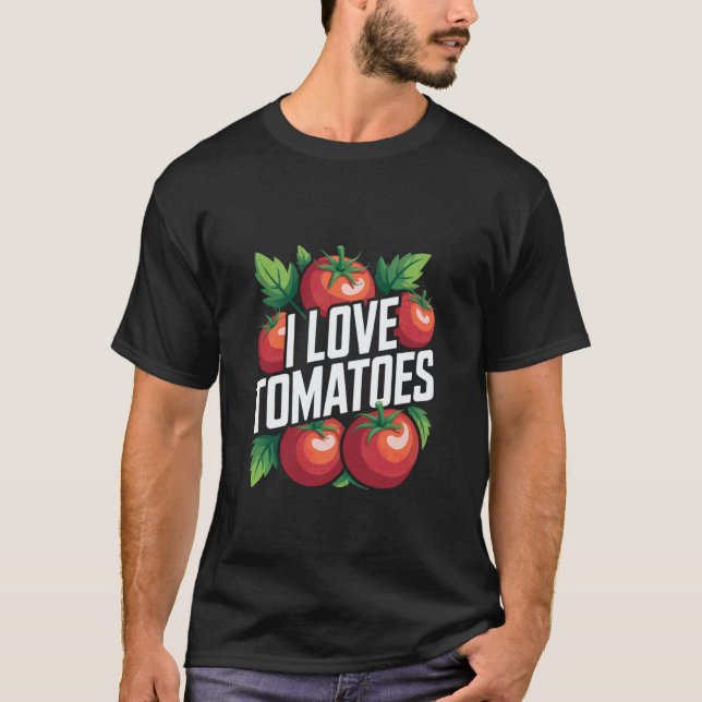 Camiseta Eu Amo Tomates Declaração Vegana Fresca (Frente)