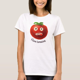Camiseta Eu Amo Tomates Kawaii Culinária