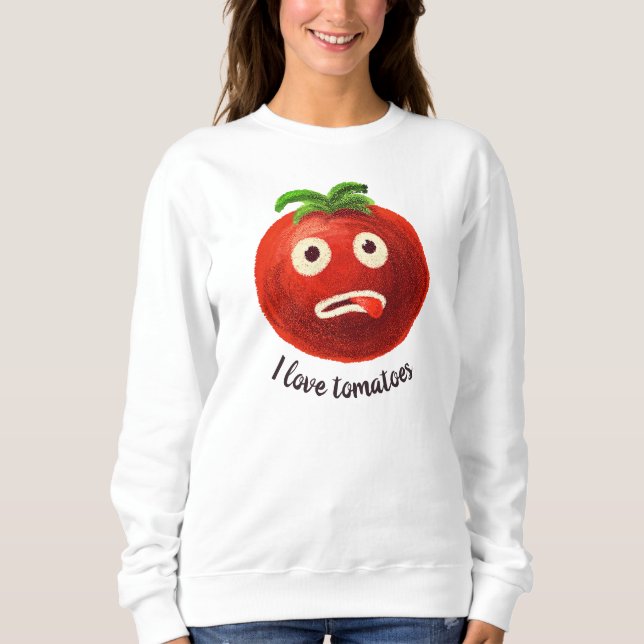 Camiseta Eu Amo Tomates Kawaii Culinária (Frente)
