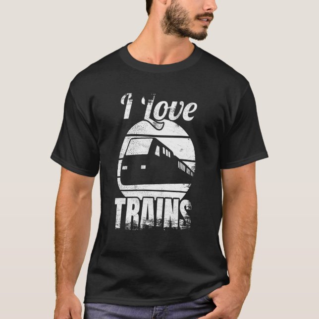 Camiseta Eu Amo Trens Ferroviários (Frente)