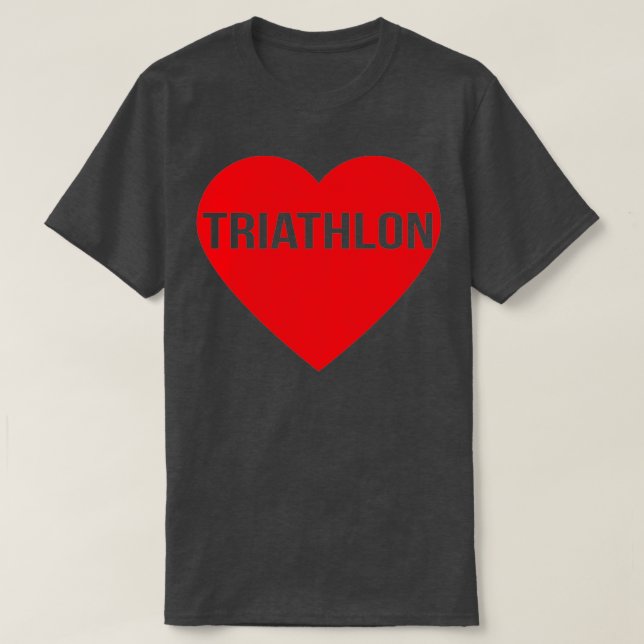 Camiseta Eu Amo Triathlon Heart Natação Bike Run Triathlete (Frente do Design)