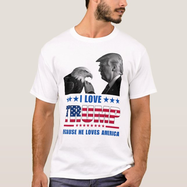 Camiseta Eu amo Trump e a América Balde da Águia (Frente)