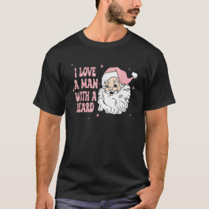Camiseta Eu Amo Um Homem Com Uma Barba Engraçada Papai Noel