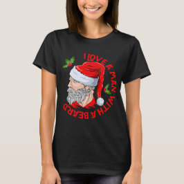 Camiseta Eu Amo Um Homem Com Uma Barba Hipster Papai Noel