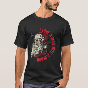 Camiseta Eu Amo Um Homem Com Uma Barba Papai Noel De Natal 
