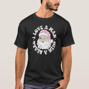Camiseta Eu Amo Um Homem Com Uma Barba Papai Noel Retro Chr