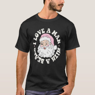 Camiseta Eu Amo Um Homem Com Uma Barba Papai Noel Retro Chr