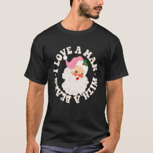 Camiseta Eu Amo Um Homem Com Uma Barba Papai Noel Retro Chr