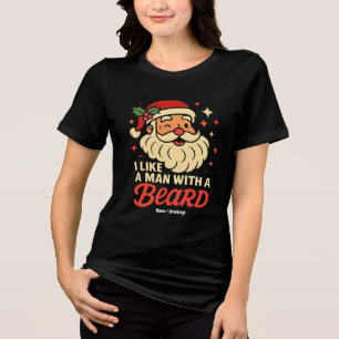Camiseta Eu Amo Um Homem Com Uma Barba Xmas Papai Noel Engr