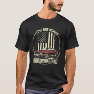Camiseta Eu Amo Uma Mulher e Vários Carros Engraçado Auto M