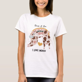 Camiseta Eu Amo Uma Vaca Mooo Bonita Personalizada Dando-Lh