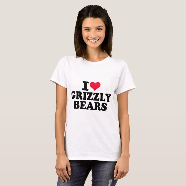 Camiseta Eu Amo Ursos Grizzly (Frente Completa)
