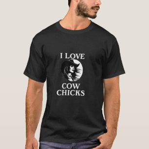 Camiseta Eu Amo Vaca Frangos Amam Cowgirls Ocidental Cowboy