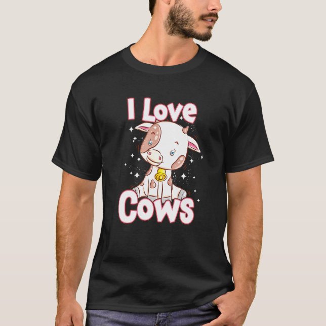 Camiseta Eu Amo Vacas Crianças Fofas (Frente)