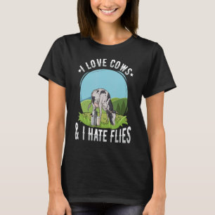 Camiseta Eu amo vacas e odeio moscas para um Alimentador de