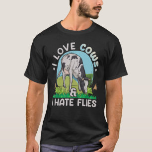 Camiseta Eu amo vacas & eu odeio moscas Citação para uma Fa