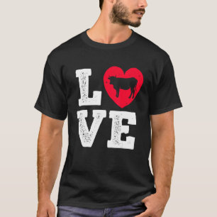 Camiseta Eu Amo Vacas Fazenda Agricultor Retro &