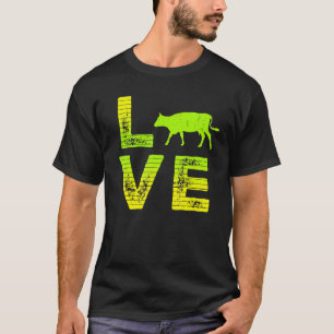 Camiseta Eu Amo Vacas Fazenda Meninos Meninas Amantes de Va