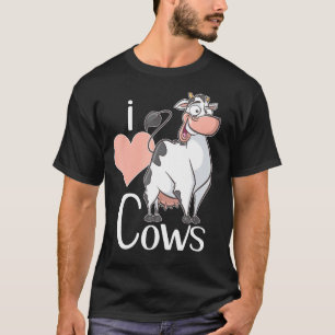 Camiseta Eu Amo Vacas Para Crianças Adultos Vaca