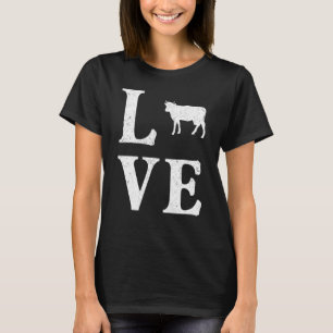 Camiseta Eu Amo Vacas Vaca Laticínio Fazendeiro Fazenda