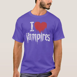 Camiseta Eu Amo Vampiros Eu Coração Vermelho Vampiros Grung