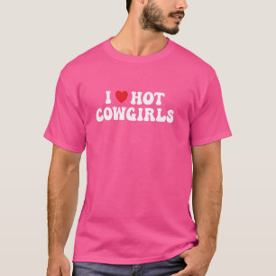 Camiseta Eu amo vaqueiras quentes, vaqueiras vermelhas do c