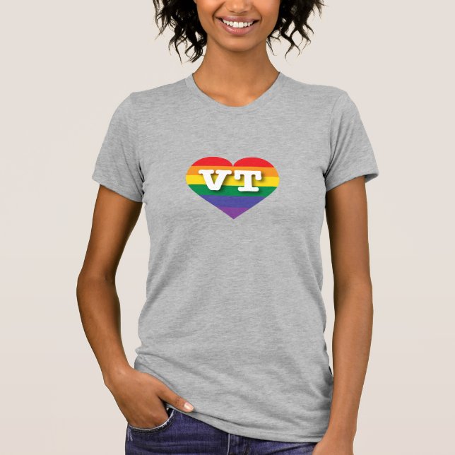 Camiseta Eu Amo Vermont Rainbow Heart (Frente)