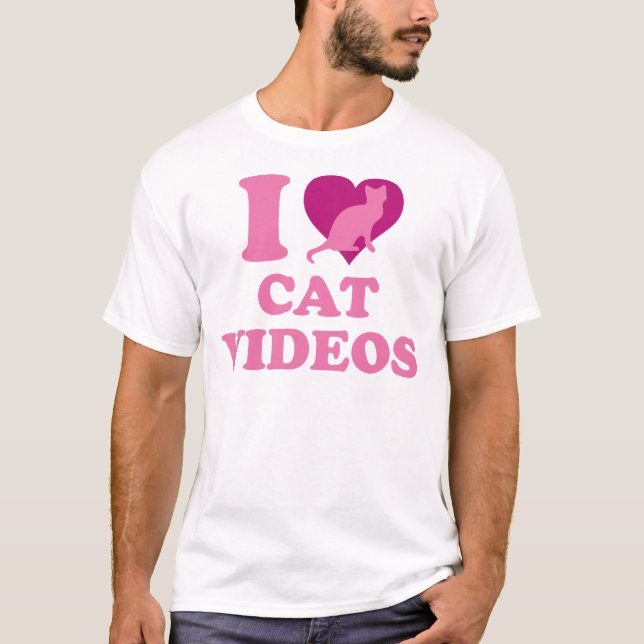 Camiseta Eu Amo Vídeos De Gatos (Frente)