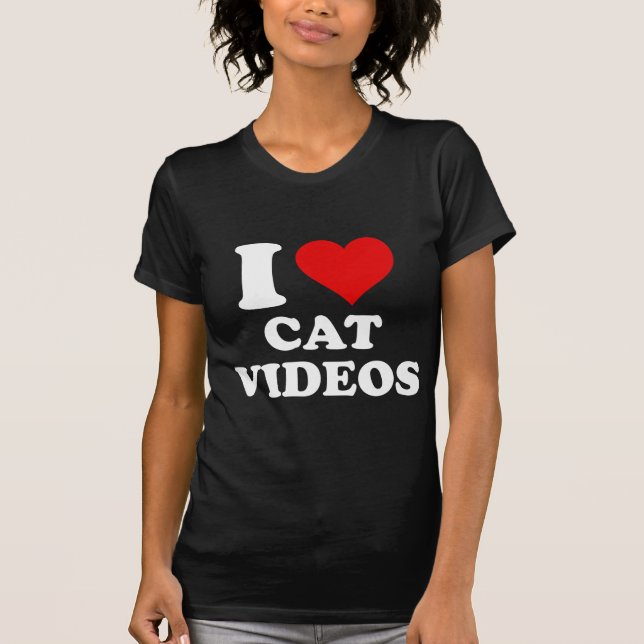 Camiseta Eu Amo Vídeos de Gatos (Frente)