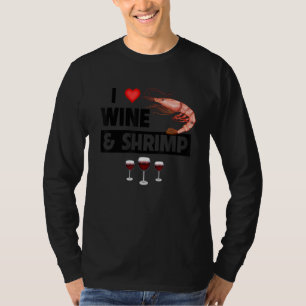 Camiseta Eu Amo Vinho e Camarão Cajun Boil Ensopado de Frut