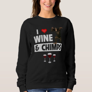 Camiseta Eu amo vinho e chimpanzés bebendo macaco chimpanzé