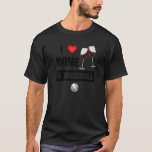 Camiseta Eu Amo Vinho E Óculos De Bebendo De Baseball Para