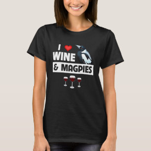 Camiseta Eu Amo Vinho e Pegas Bebendo Corvo Selvagem Pássar
