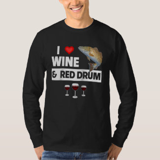 Camiseta Eu Amo Vinho e Pescaria de Robalo Vermelho no Lago