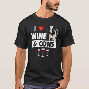 Camiseta Eu Amo Vinho e Vacas Engraçado Fazenda Beber Fazen