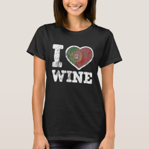 Camiseta Eu Amo Vinho Português Bandeira do Coração