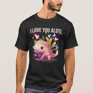Camiseta Eu Amo Você Alotl Axolote Anfíbio Caminhando Mexic