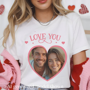 Camiseta Eu Amo Você Foto Romântica Coração Mulheres