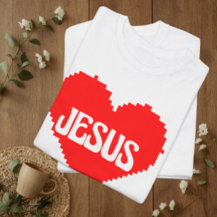 Camiseta Eu amo você Jesus arte pixel