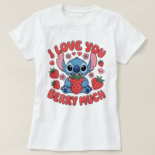 Camiseta Eu amo você muito ponto Stitch (Frente do Design)