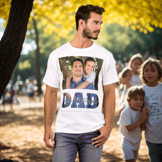 Camiseta Eu Amo Você Pai Citação Fotográfica Personalizada  (Criador carregado)