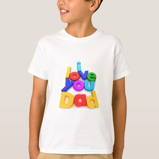 Camiseta Eu Amo Você Papai Letra 3D Colorida (Frente)